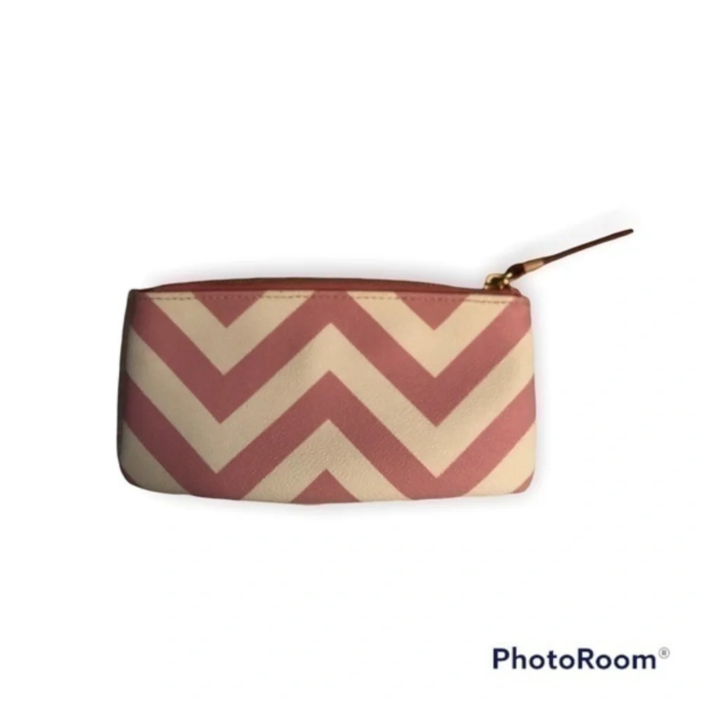 DOONEY and bourke pink white chevron pouch